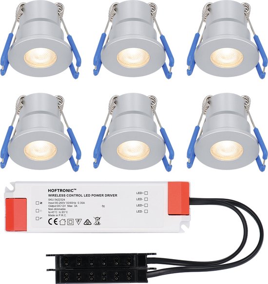 Lot de 6 spots encastrés LED pour véranda / terrasse Milano 3 Watt non dimmable IP65 (étanche)