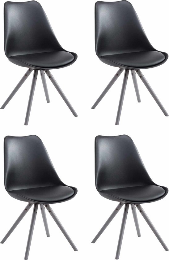 CLP Toulouse Set de 4 chaises - Rondes - Simili cuir gris noir