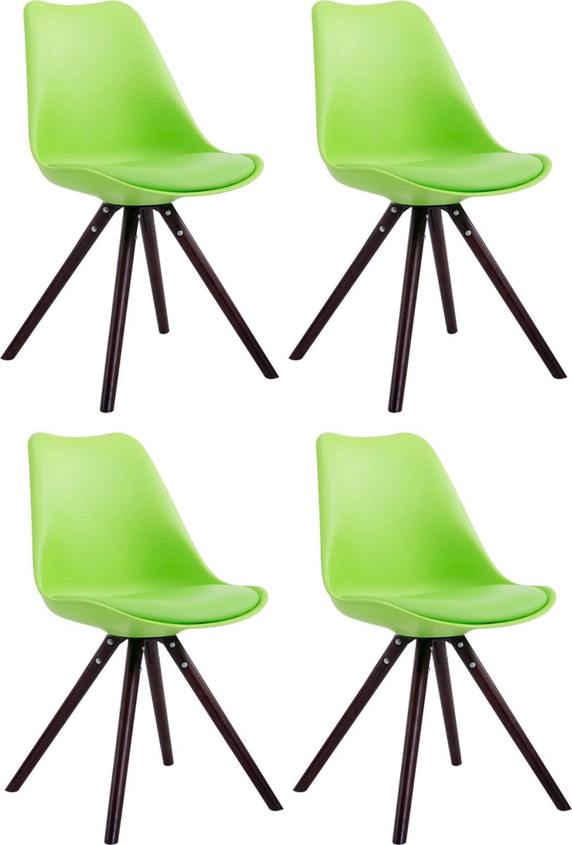CLP Toulouse Set van 4 stoelen - Rond - Kunstleer groen cappuccino