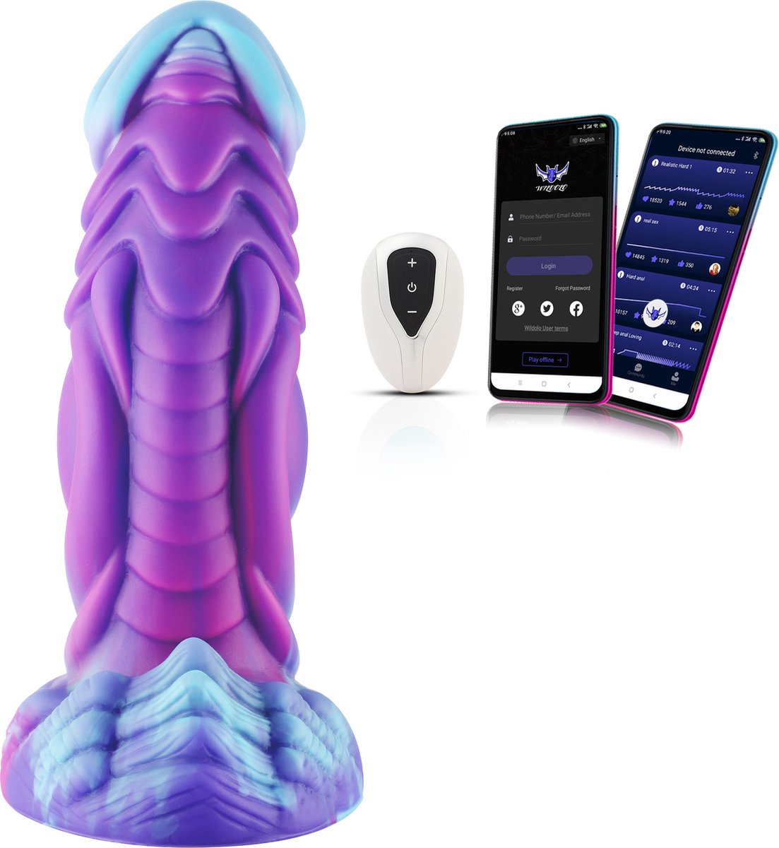 Goedkoopste Wildolo® Fantasy Dildo Vibrator Met App & Afstandsbediening 16 cm Merman