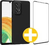 Hoesje en Screenprotector Combi Geschikt Voor Samsung A33 - Zwart Hoesje + Premium Screenprotector