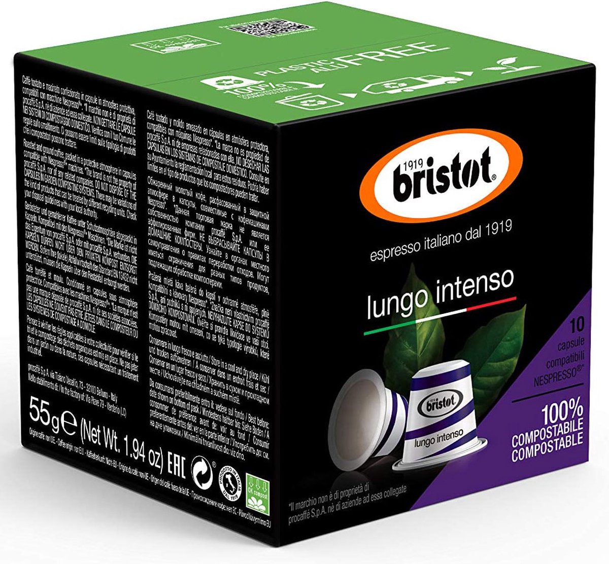 Bristot Lungo Intenso - koffie Capsules - 10 x 10 stuks - Nespesso© Compatible