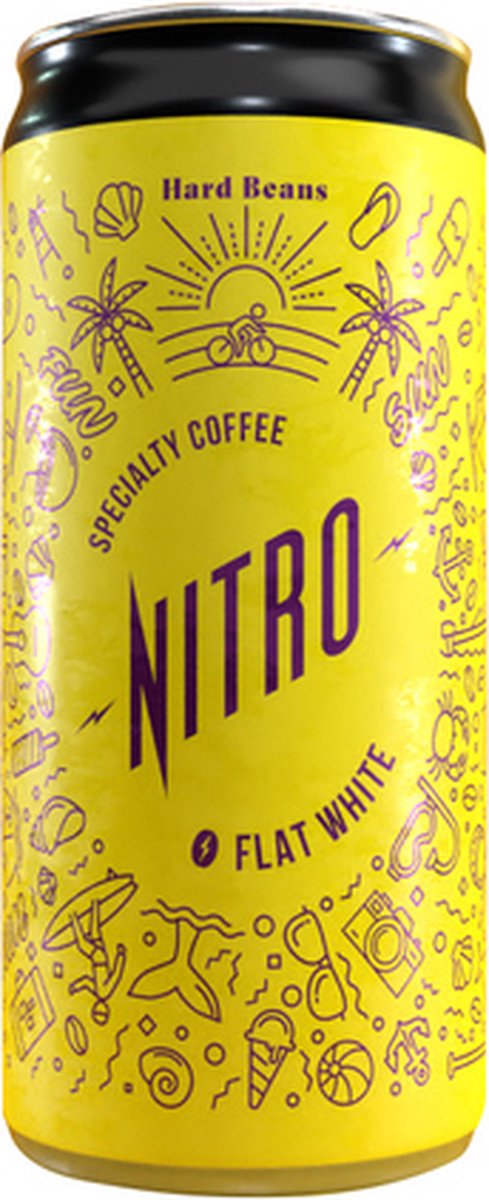 Hard Beans - Nitro Cold Brew Coffee Flat White Sweet 200 ml (6 pack)