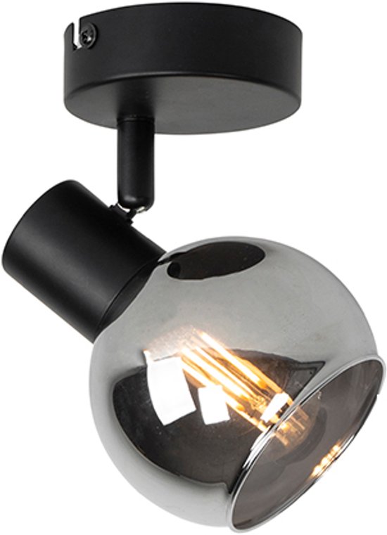 QAZQA vidro - Art Deco Plafondspot | Spotje | Opbouwspot - 1 lichts - L 12.5 cm - Zwart - Woonkamer | Slaapkamer | Keuken