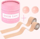 Homezie Boob tape | 2 rollen van 5 meter + nipple covers | Lichte huidskleur | Boobtape | Plak bh | Zelfklevende bh | Tepelcovers