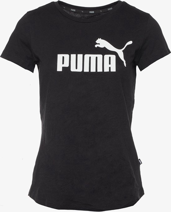 Zwart Puma T-shirt met kort mouwen en wit Puma logo op de borst.