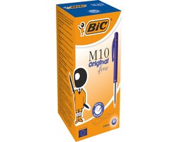 BIC M10 Original Intrekbare Balpennen - Blauwe Inkt - Doos van 50 Stuks - Fijne Punt 0.8 mm