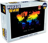 Puzzel Wereldkaart - Pride - Liefde - Legpuzzel - Puzzel 1000 stukjes volwassenen