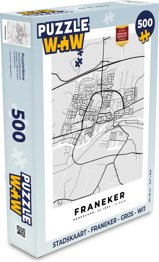 Puzzle City Map - Franeker - Grijs - Wit - Puzzle - Puzzle 500 pièces -  Carte | bol.com