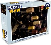Puzzel Rijen wijn verpakt in dozen in een wijnkelder - Legpuzzel - Puzzel 500 stukjes