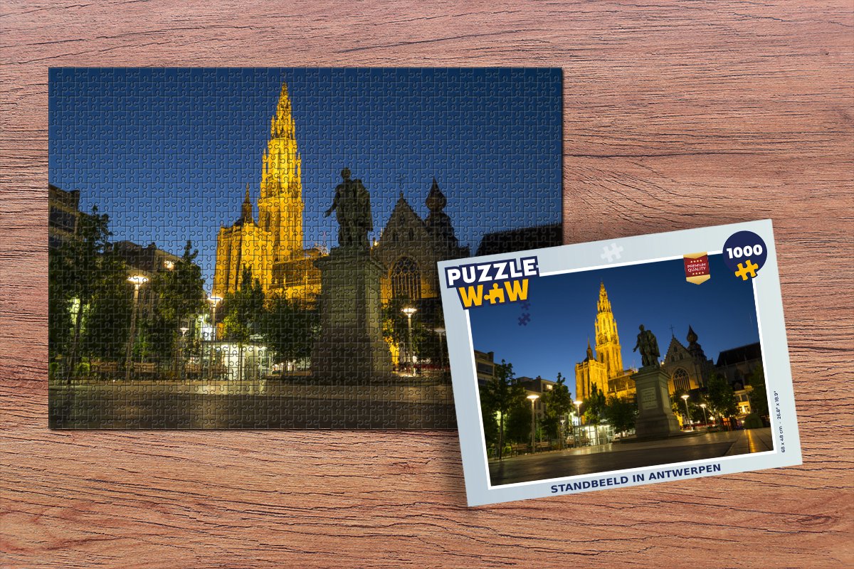 Puzzle Statue - Nuit - Anvers - Jigsaw puzzle - Puzzle 1000 pièces adultes  