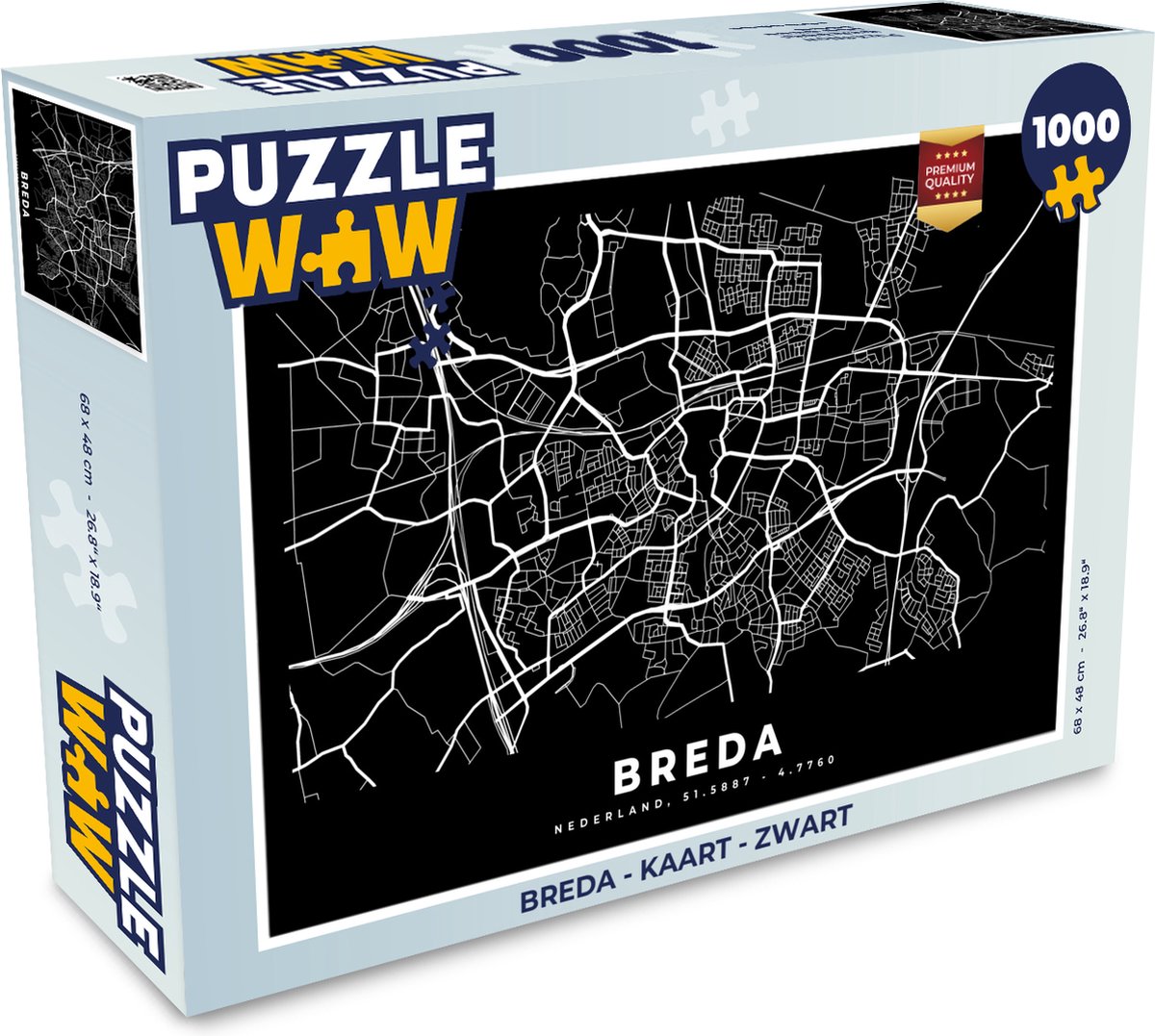 Puzzel Breda - Kaart - Zwart - Legpuzzel - Puzzel 1000 stukjes volwassenen