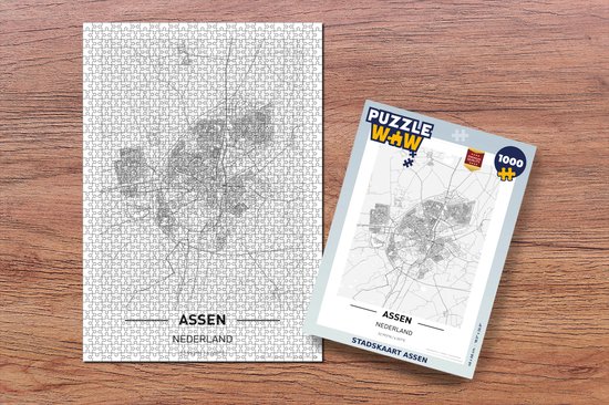 Puzzle City map Assen - Puzzle - Puzzle 1000 pièces adultes - Carte
