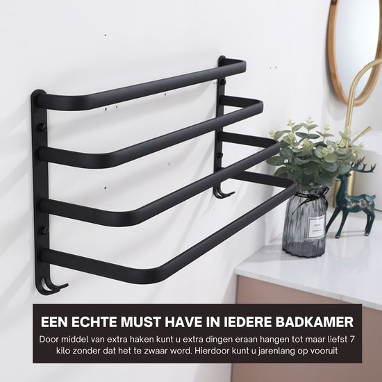 CQSJX Draaibare handdoekenrekken, aluminium badkamer wandgemonteerde