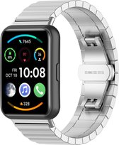 Stalen Smartwatch bandje - Geschikt voor Huawei Watch Fit 2 metalen bandje - zilver - Strap-it Horlogeband / Polsband / Armband