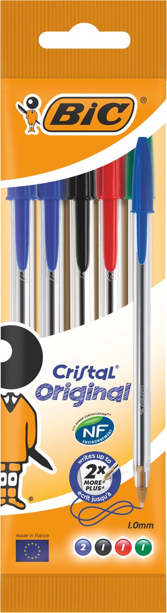 Stylo à bille Cristal multicolor - Assortiment BIC Lot de 10