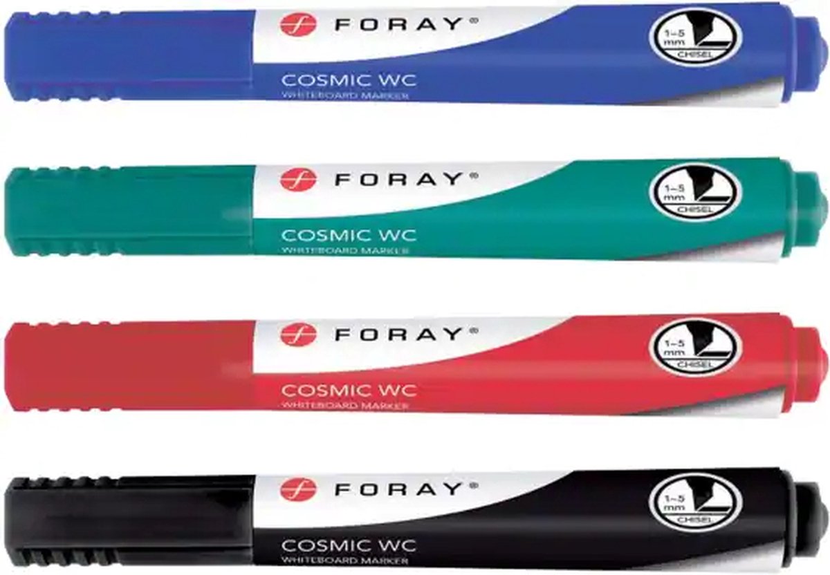 Foray Cosmic WC Whiteboardmarker Breed Schuine Punt Kleurenassortiment 4 Stuks