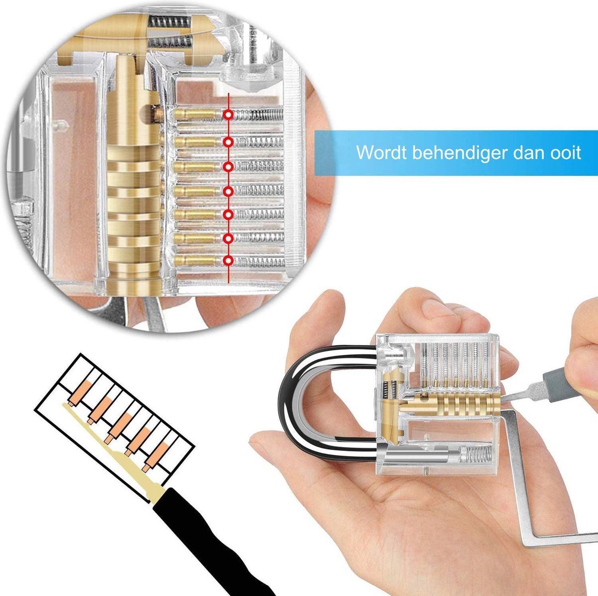 D.M.Store - Lockpick set - Lockpicking set - Lockpick - Lockpick set beginners - Survival Kit - Sloten opener set - lockpick set voor beginners en gevorderden - Oefenslot - Lock picking set — cadeau in Hobby - foto 6