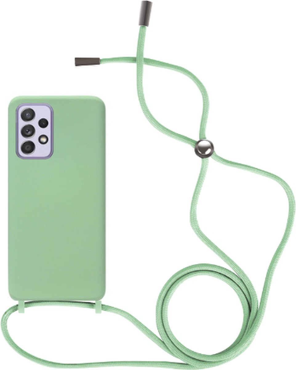 RNZV - Samsung A73 Siliconen telefoonhoesje met koord - licht groen