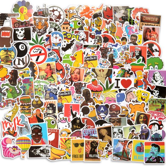Spesely® Premium Sticker Vinyl Pack [210 Stickers], Vinyl Graffiti Stickers voor laptop, PS4, boeken, skateboard, iPhone, MacBook, Nintendo enz - waterdicht en zonnebescherming.