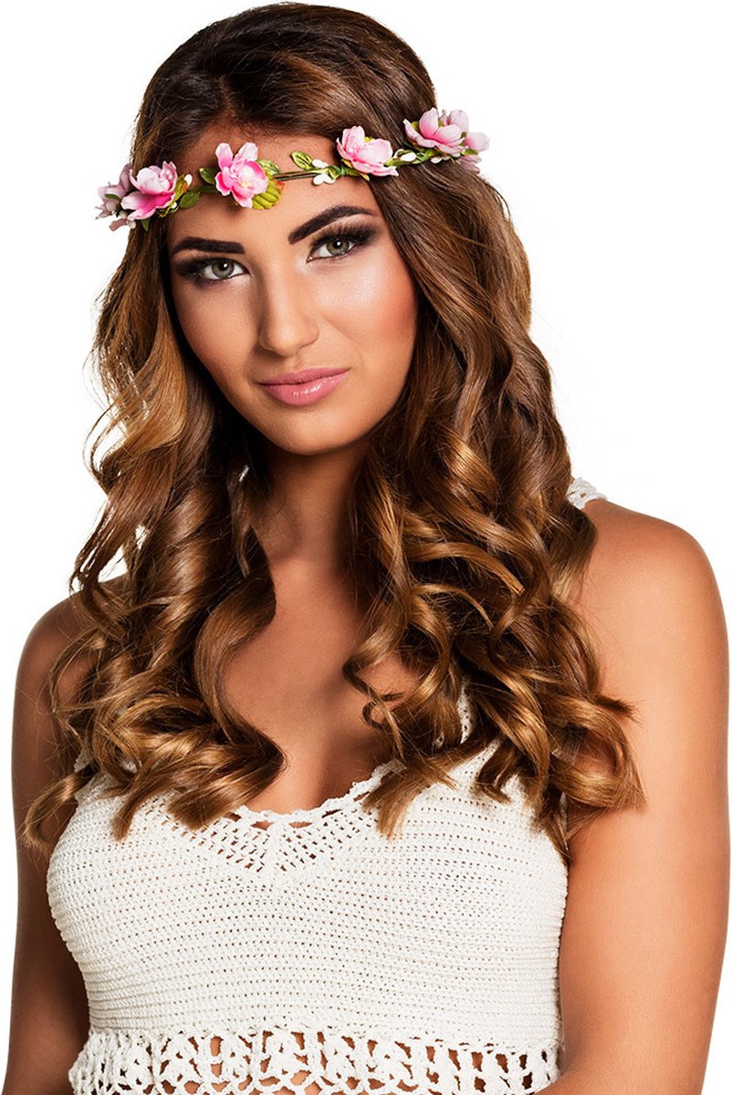 Boland - Hoofdband Mallorca Roze - Één maat - Volwassenen - Vrouwen - 60's & 70's - Hippie & Flower Power - Hawaii - Ibiza - Bohemian - Festival — afbeelding 10