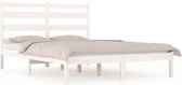 vidaXL Cadre de lit Classique en bois - 205,5 x 205,5 x 100 cm - Bois de pin Massief - Wit - Lit