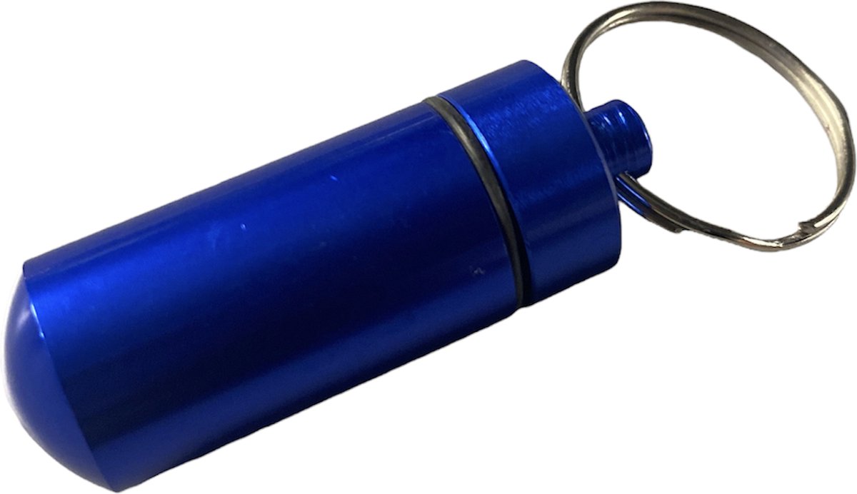Bijoux by Ive - Waterdichte Sleutelhanger - Pillenkoker - Multifunctioneel - Blauw - Aluminium