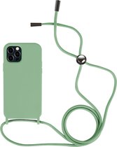 Iphone 13 MINI Siliconen telefoonhoesje met koord - groen