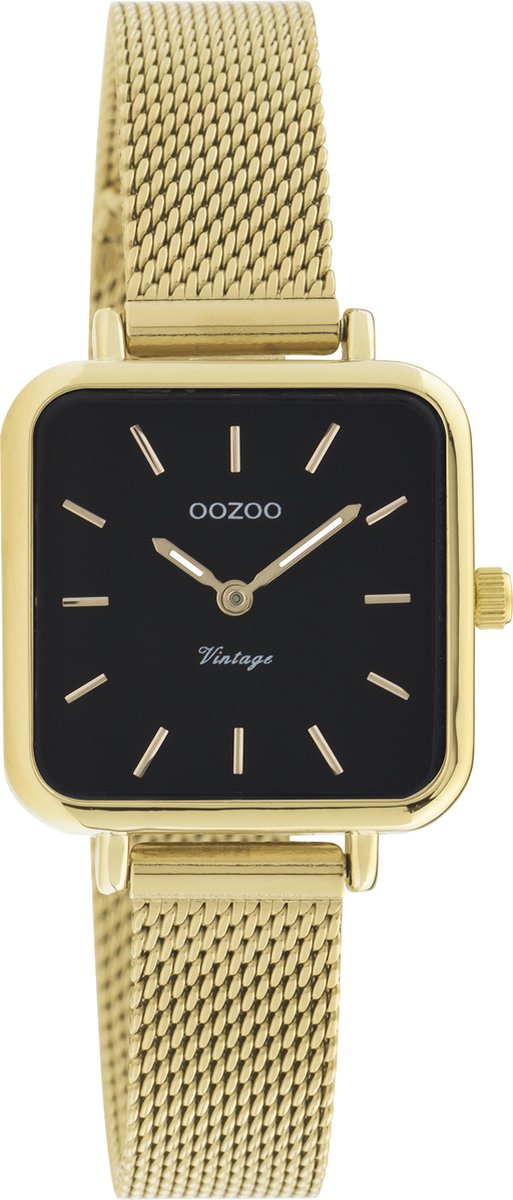 OOZOO Vintage series - Gouden horloge met gouden metalen mesh armband - C20264
