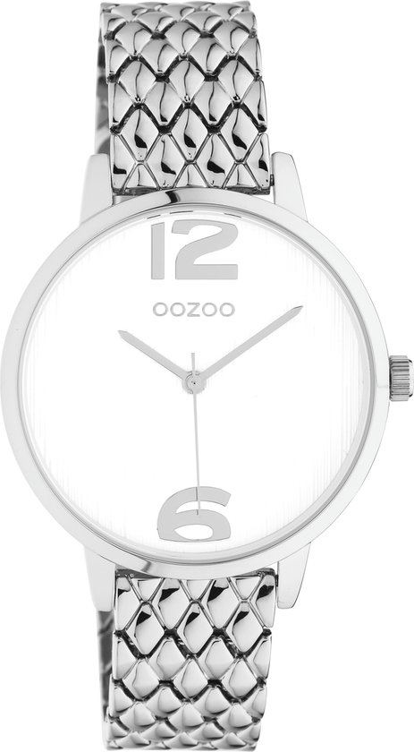 OOZOO Timpieces - zilverkleurige horloge met zilverkleurige roestvrijstalen armband - C11020