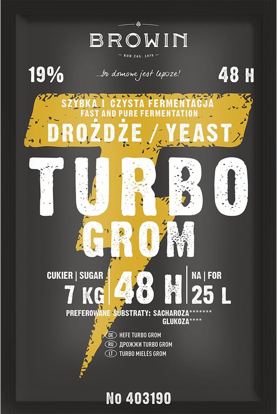 Browin turbo grom voor 19% alcohol in 48 uur!