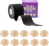 Boob tape 5 Meter (5,0 cm breed) - zwart - Plak BH - Strapless BH + Inclusief 10 tepelcovers
