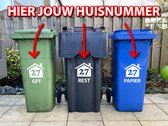 Goldengifts.nl - container sticker - huisnummer - 3 delig - 20x22 cm - wit