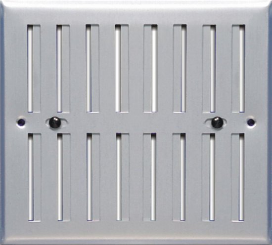 Verstelbaar rechthoekig ventilatierooster - geanodiseerd aluminium - 190x168 mm