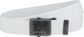 Landley Unisex Canvas Riem met Metalen Schuifgesp - Stretch - Koppelriem - Dames / Heren - Wit - Lengte totaal 130 cm / Riemmaat 115