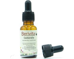 Castor Olie 20ml Pipetfles - Puur & Koudgeperste Castorolie, Wonderolie - Huidolie en Haarolie
