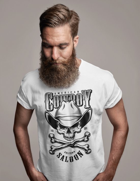 Rick & Rich American Cowboy - T-shirt S - Arizona Saloon Skull 1991 tshirt - t shirt heren met print -Skull tshirt - t shirt heren ronde hals - Cowboy shirt