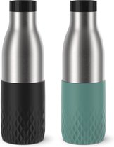 Tefal Bludrop Sleeve Thermosfles - 2 stuks - 0,5L - RVS Zwart en Groen