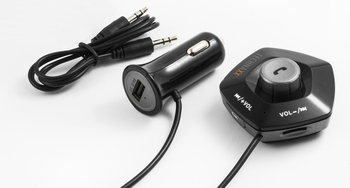 Technaxx FMT1100BT FM-transmitter Incl. handsfree-functie - Ingebouwde MP3-speler - Zwart