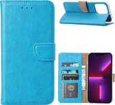 Phreeze Back Cover - Geschikt voor iPhone 14 Pro Max Hoesje - Book Case - Blauw - Met Pasjes Houder - Vegan Leder - Magnetische Sluiting