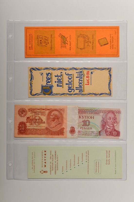 Foto: Insteekhoezen 4 vakken horizontaal a4 transparante bladen voor 2 4 ringen set van 10 showtassen 140 micron stevige kwaliteit vak maat 215 x 65 mm voor o a boekenleggers entreekaartjes en bankbiljetten 