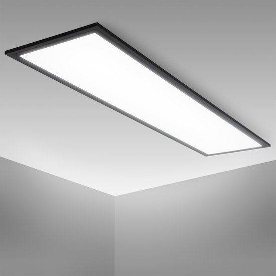 B.K.Licht - Plafondlamp - LED paneel zwart - 25x100 cm - ultraplat  plafonnière ... | bol.com