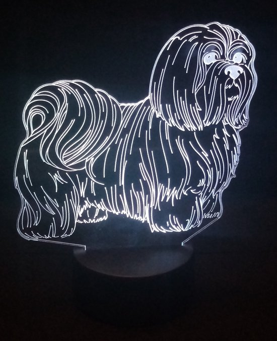 Veilleuse 'Shih Tzu' - Lampe LED - Illusion 3D - 7 couleurs et 4 effets