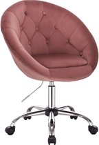 Kamyra® Ergonomische Bureaustoel - met Armleuning & In Hoogte Verstelbaar - Stoel, Eetkamerstoel, Bureaustoelen - Velvet - Roze