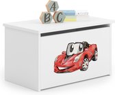 DARIA - Speelgoedkist - 73x40x42cm - met race auto thema - wit