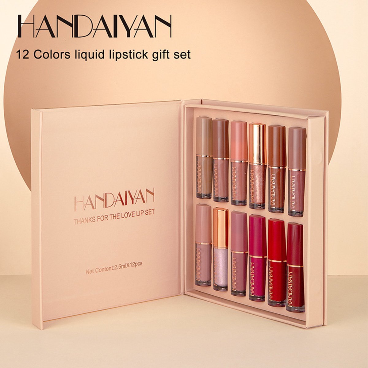 HANDAIYAN Set van 12 Liquid lipsticks Matte lippenstift