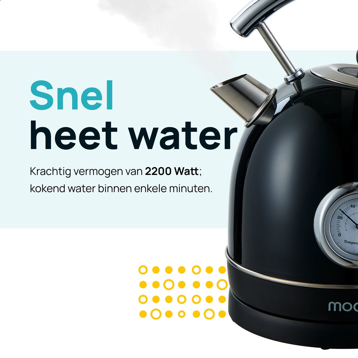 MOA Waterkoker Retro - 1,8 Liter - Elektrische Waterkoker - BPA-vrij - Anti Calcium Filter - RVS - 2200W- Zwart thumbnail 4