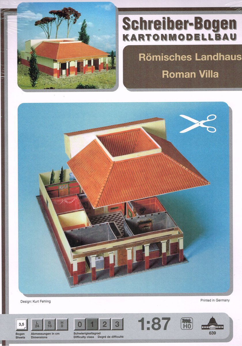bouwplaat : Romeins Landhuis / Villa, schaal 1:87