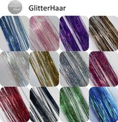 Hair Tinsels - GlitterHaar - Festival Glitter Haar Extensions - 100 Hairtinsels - Inclusief Tutorial - Veel Kleuren - Zwart