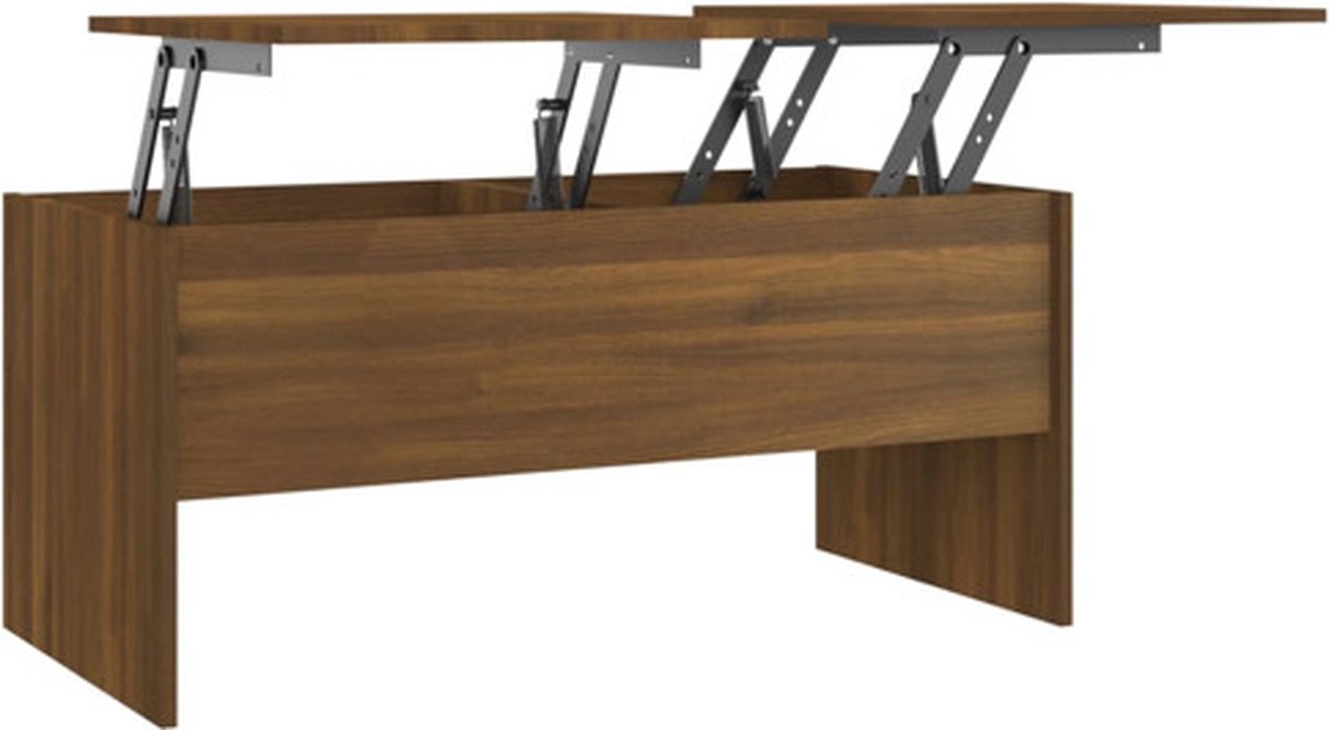 vidaXL Salontafel - 102x50,5x46,5 - cm - bewerkt - hout - bruin - eikenkleur Bruin eikenkleur